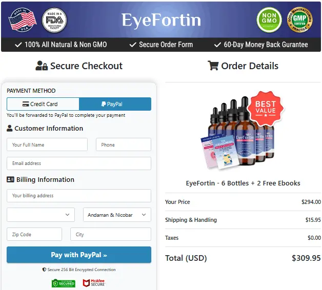 EyeFortin Payment Page